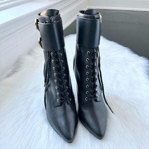 Balmain Women's Black Leather Ankle Boots Size 38
